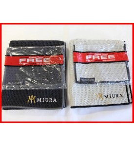 Miura Golf Custom Logo Club Glove Microfiber Caddy Golf Towels Black / Gray Set
